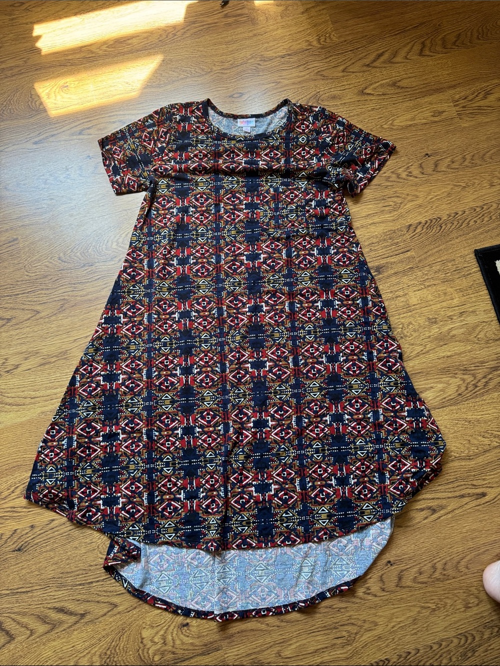 LuLaRoe Tribal High-Low Dress - Black, Red & Gold